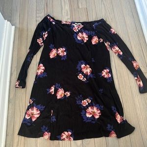 Lush Ribbed Off The Shoulder Floral Dress